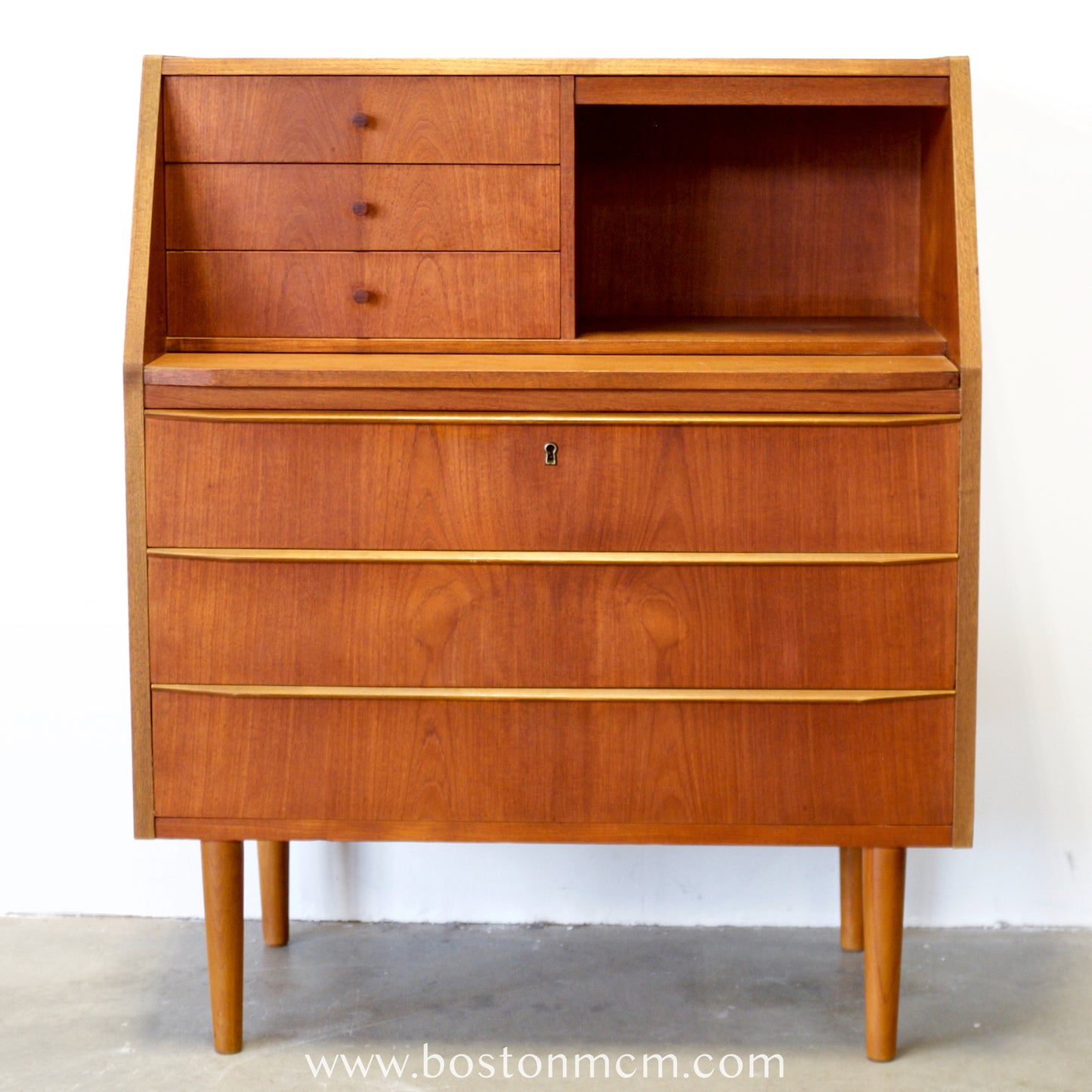 Danish Teak Secretary Desk with Hidden Vanity - #A1774