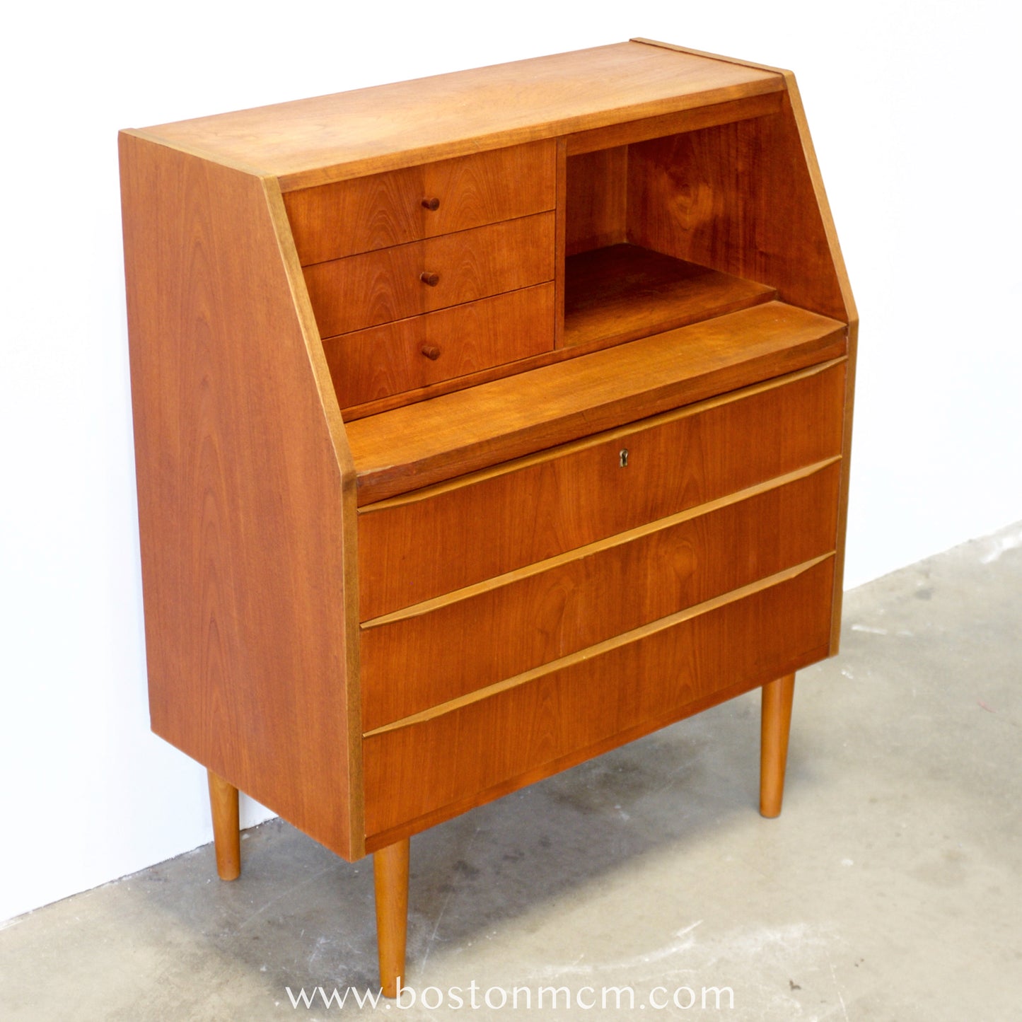 Danish Teak Secretary Desk with Hidden Vanity - #A1774