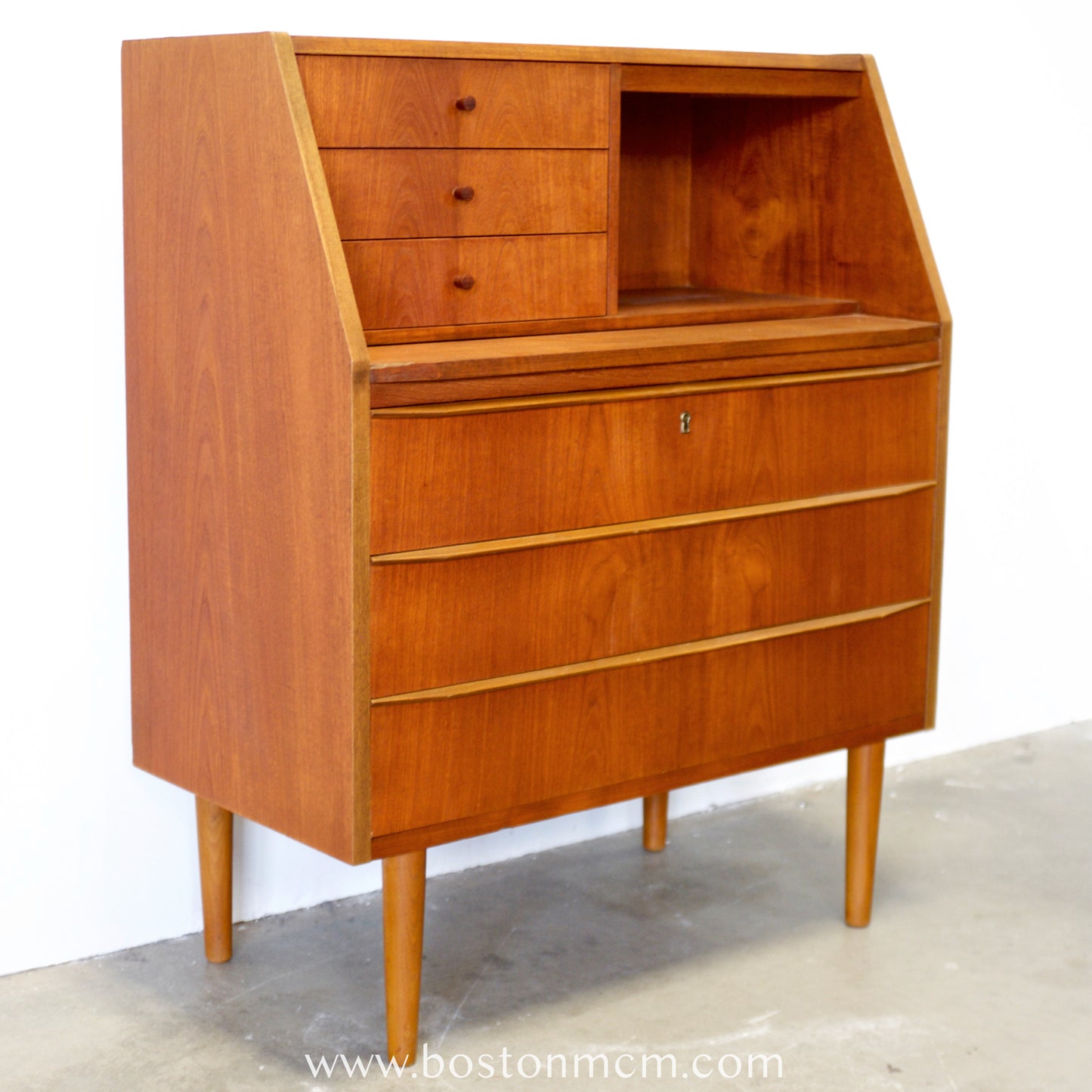Danish Teak Secretary Desk with Hidden Vanity - #A1774