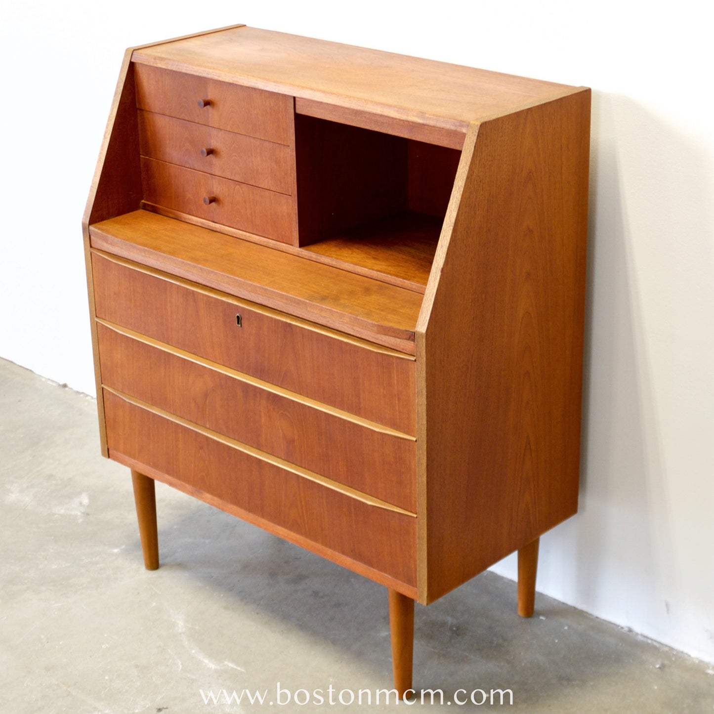 Danish Teak Secretary Desk with Hidden Vanity - #A1774