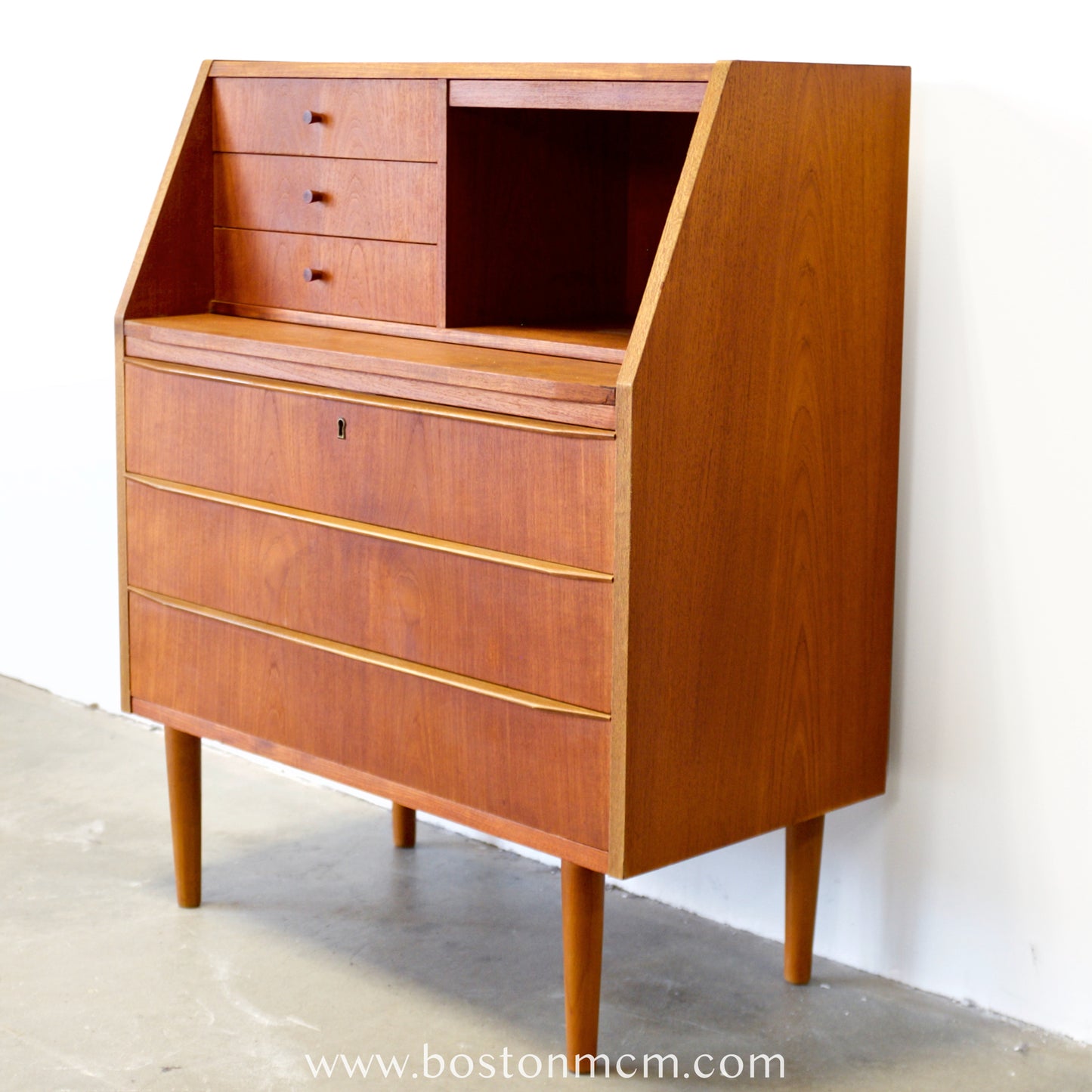 Danish Teak Secretary Desk with Hidden Vanity - #A1774