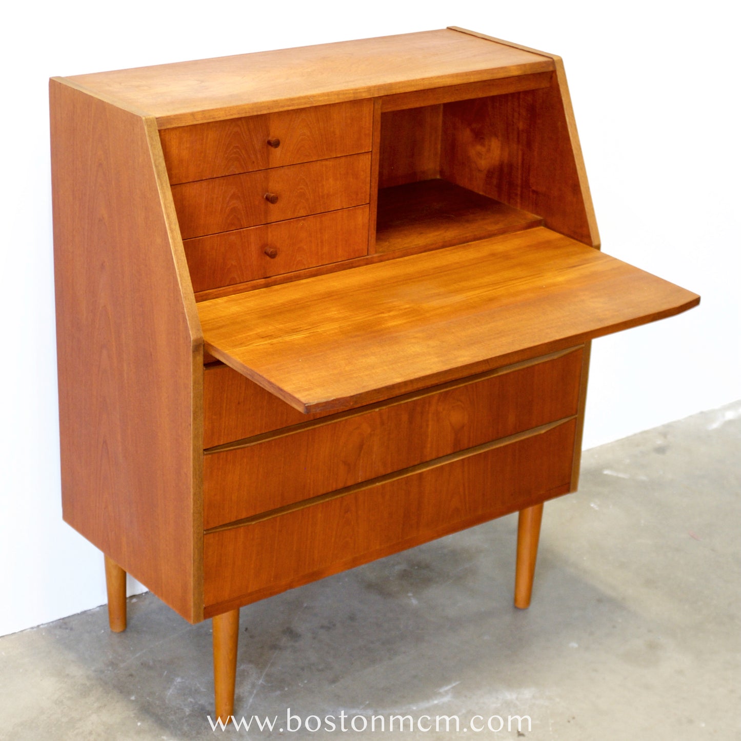 Danish Teak Secretary Desk with Hidden Vanity - #A1774