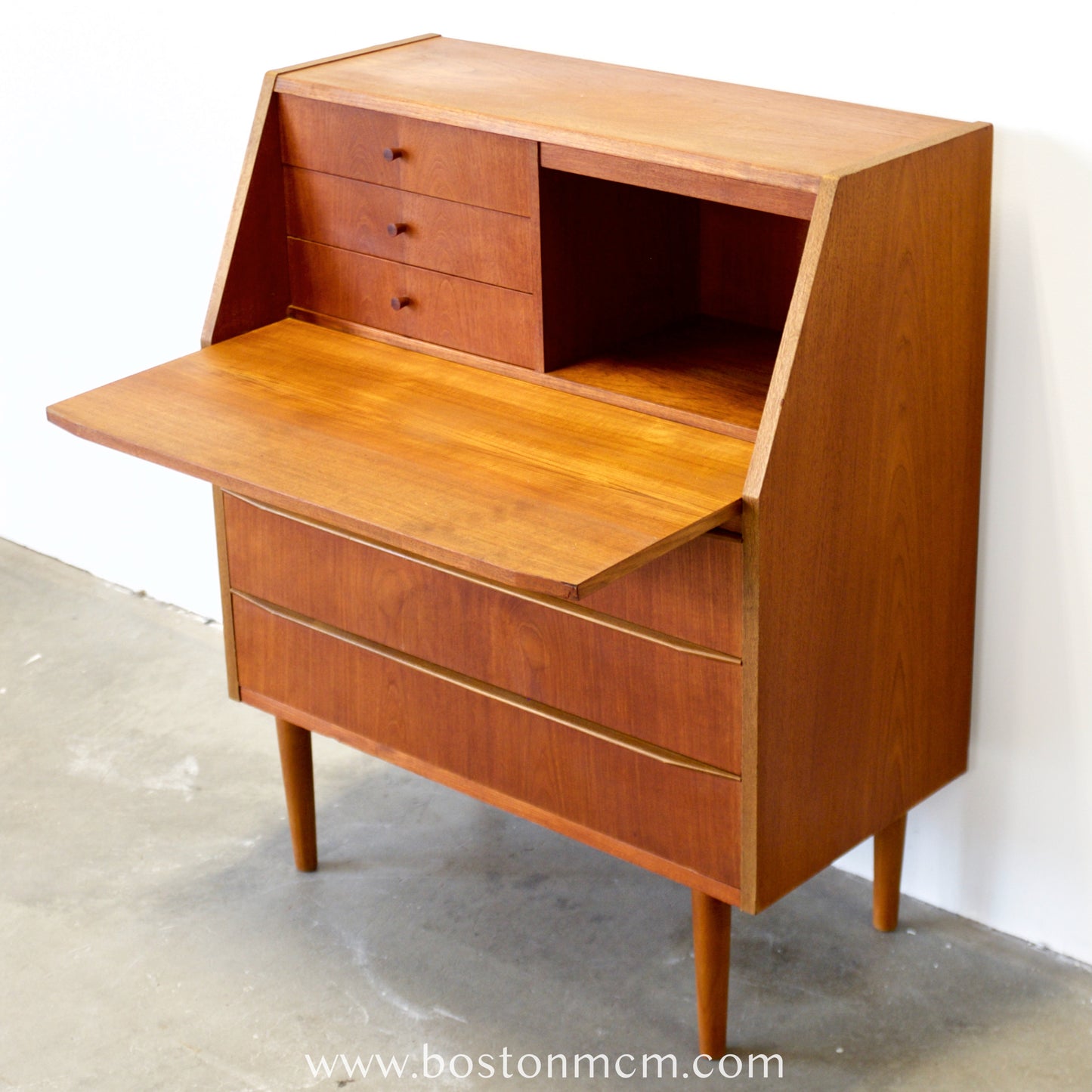 Danish Teak Secretary Desk with Hidden Vanity - #A1774