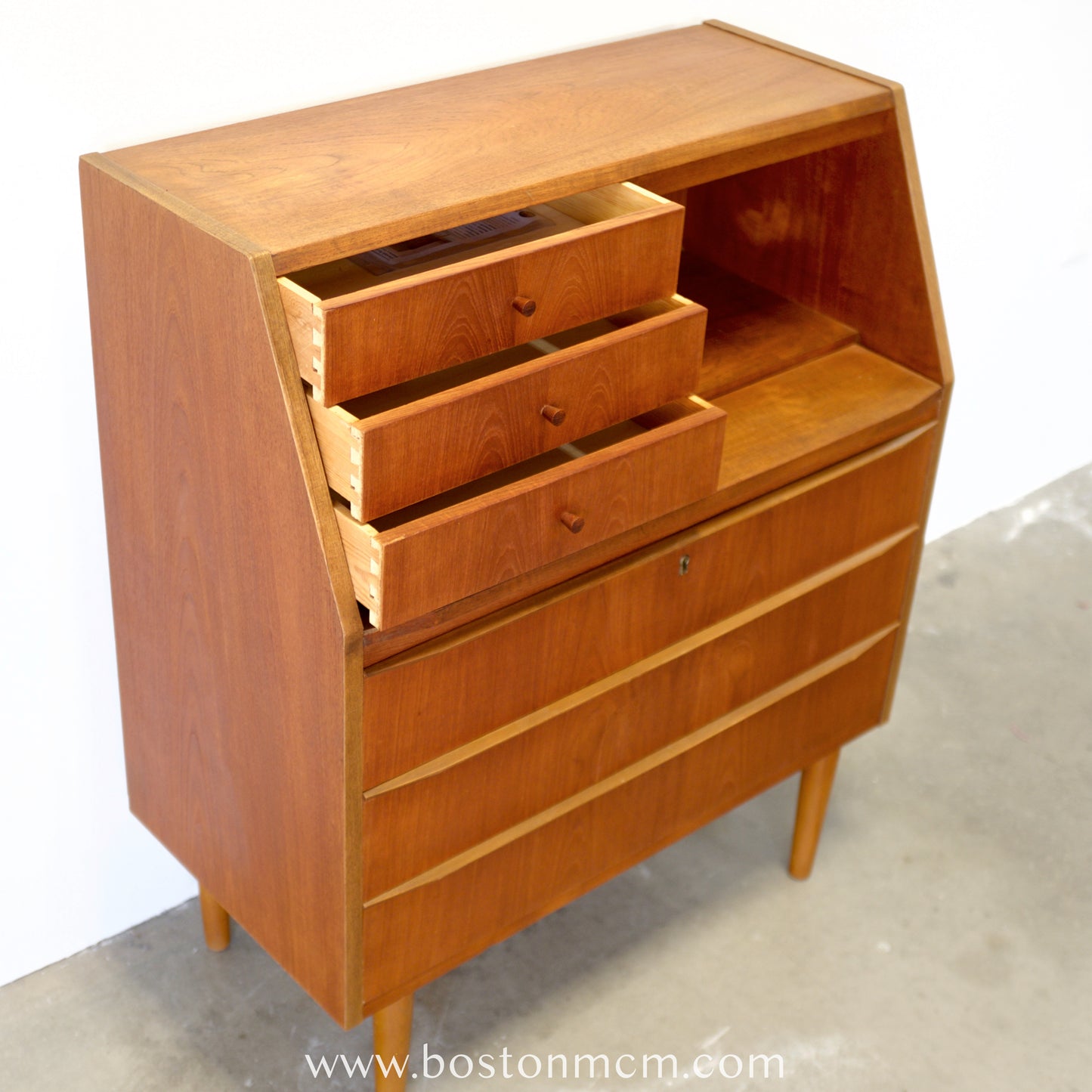 Danish Teak Secretary Desk with Hidden Vanity - #A1774