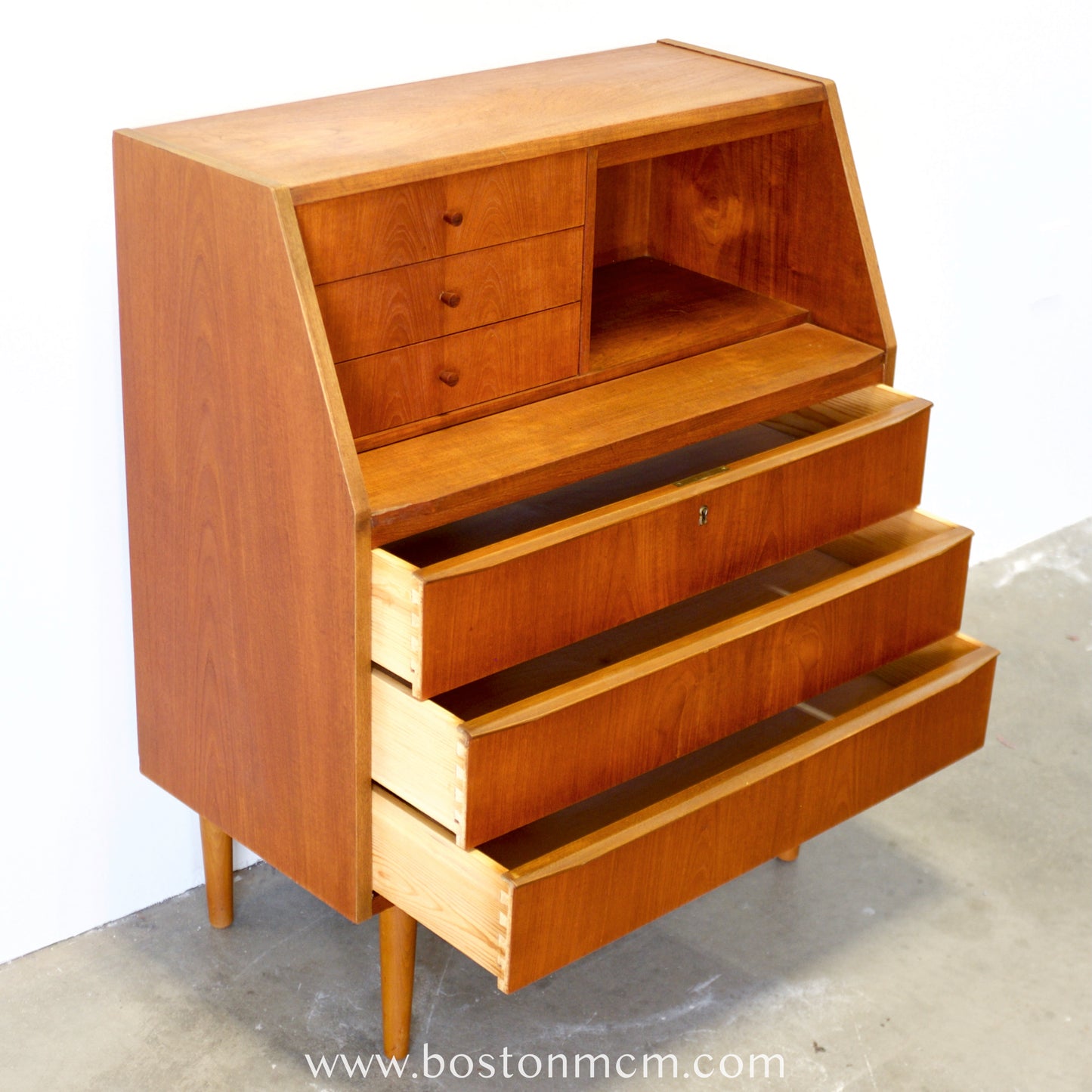 Danish Teak Secretary Desk with Hidden Vanity - #A1774