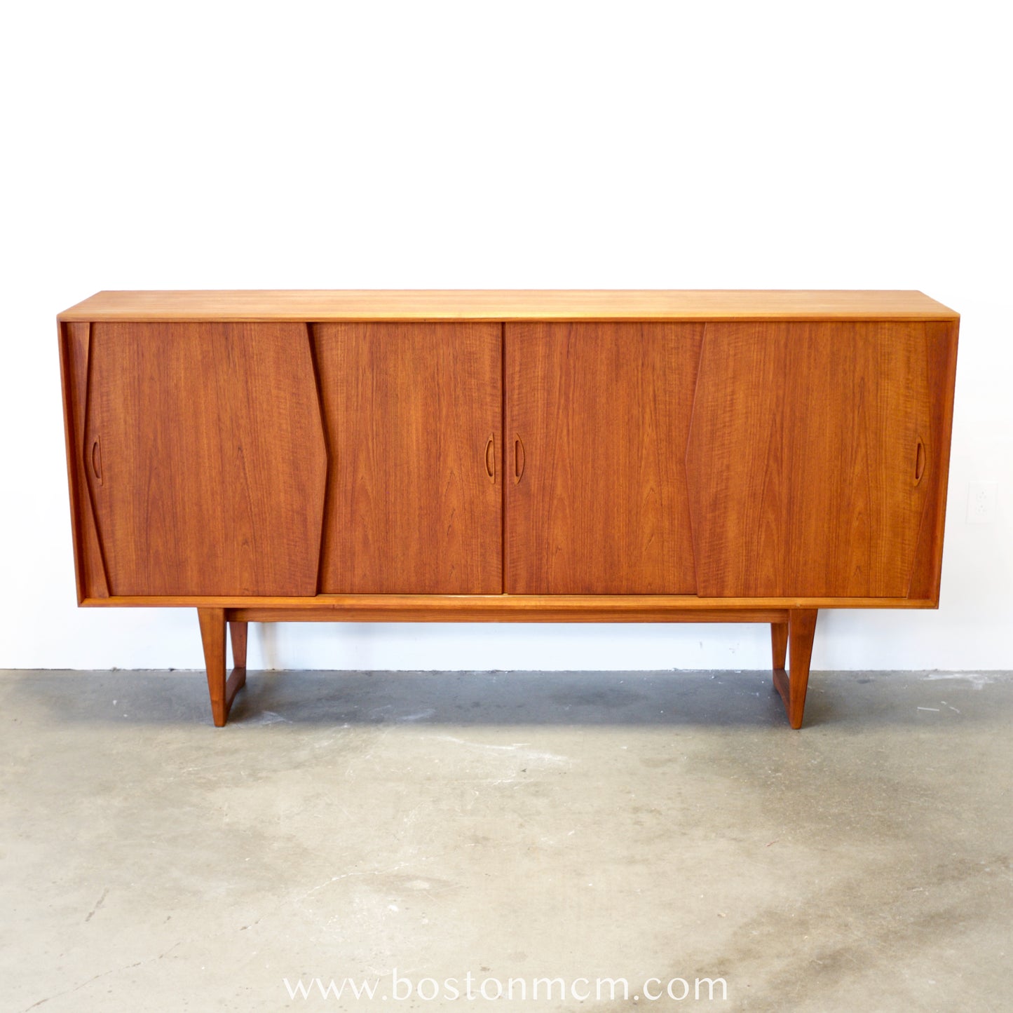 Kurt Østervig Teak Tall Sideboard / Highboard with Illuminated Bar Cabinet - #A1656