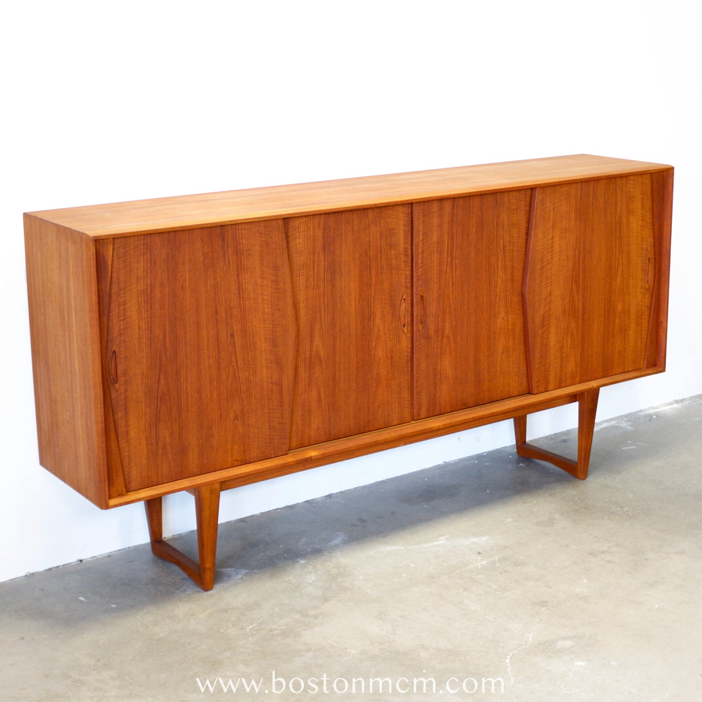 Kurt Østervig Teak Tall Sideboard / Highboard with Illuminated Bar Cabinet - #A1656