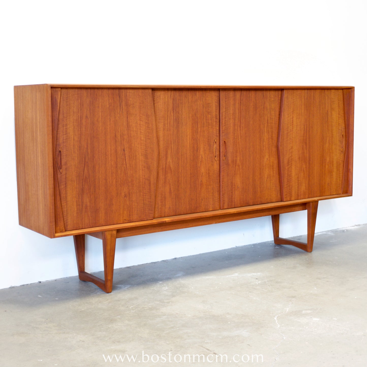 Kurt Østervig Teak Tall Sideboard / Highboard with Illuminated Bar Cabinet - #A1656