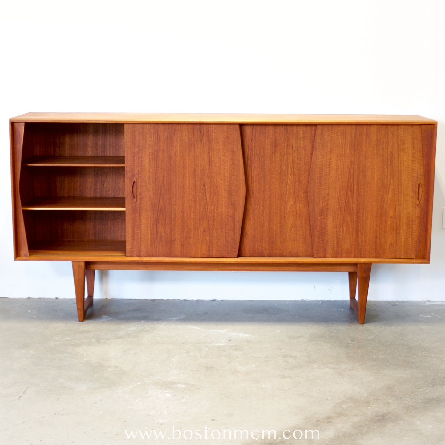 Kurt Østervig Teak Tall Sideboard / Highboard with Illuminated Bar Cabinet - #A1656