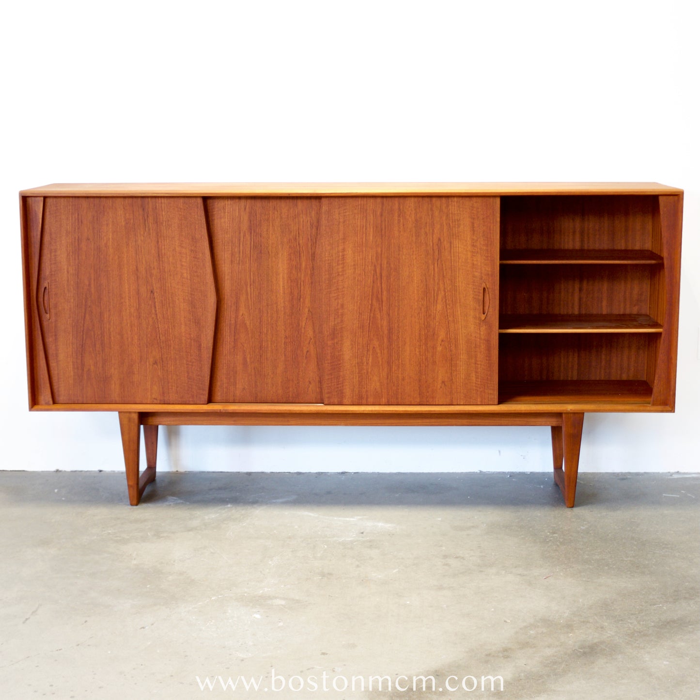Kurt Østervig Teak Tall Sideboard / Highboard with Illuminated Bar Cabinet - #A1656