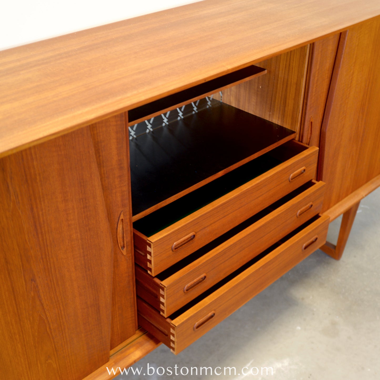 Kurt Østervig Teak Tall Sideboard / Highboard with Illuminated Bar Cabinet - #A1656