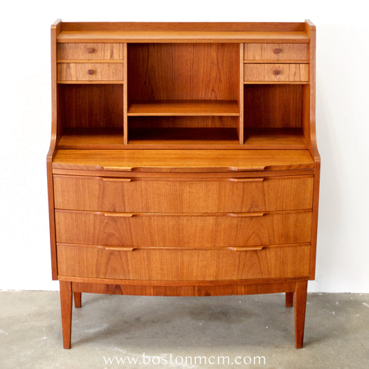 Danish Teak Secretary Desk - #A2257