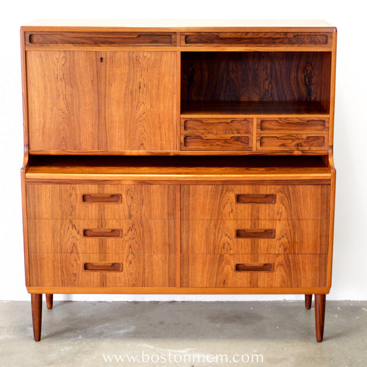 Rosewood Secretary Desk & Bar Cabinet, Likely by Brdr. Larsen Møbelfabrik - #A2224