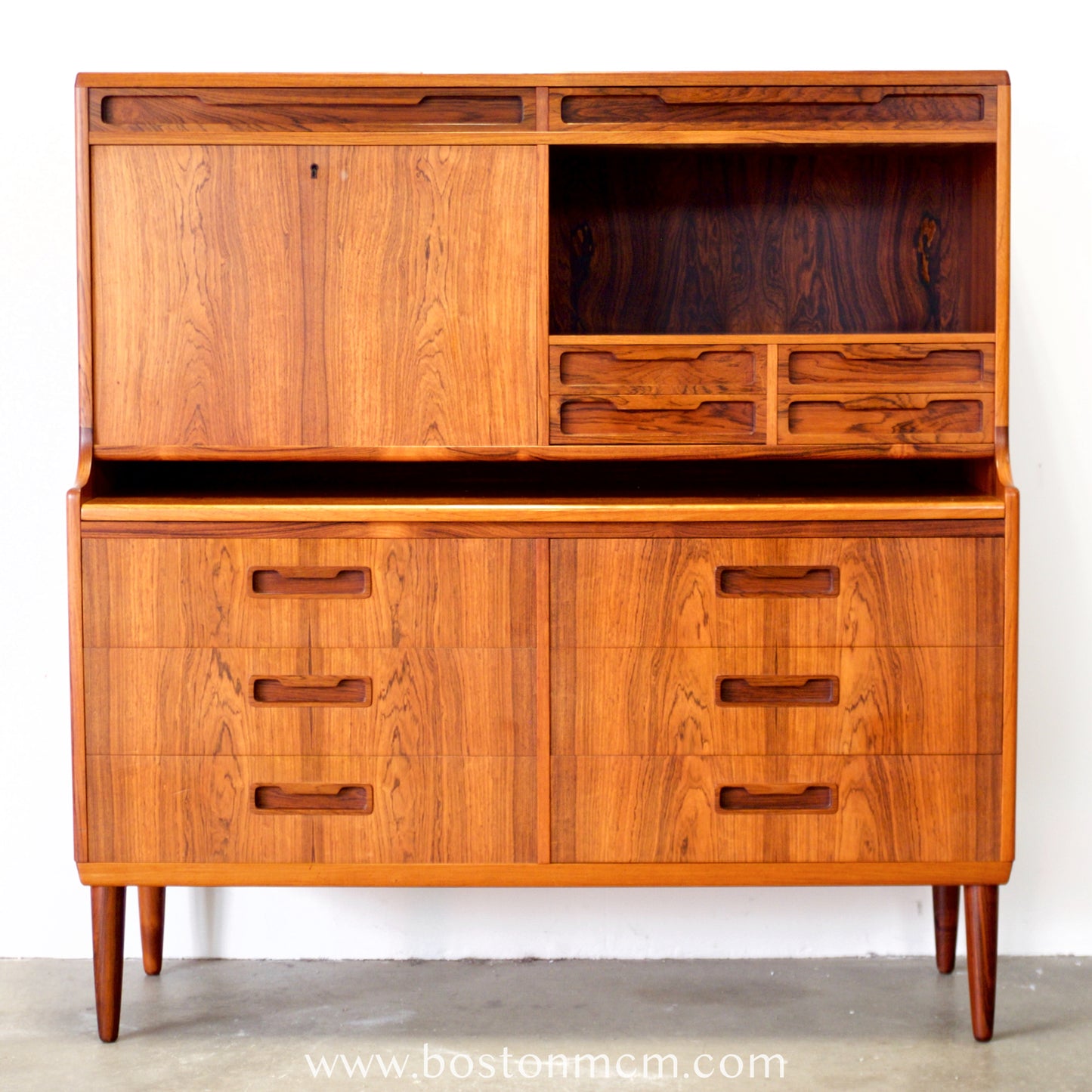 Rosewood Secretary Desk & Bar Cabinet, Likely by Brdr. Larsen Møbelfabrik - #A2224