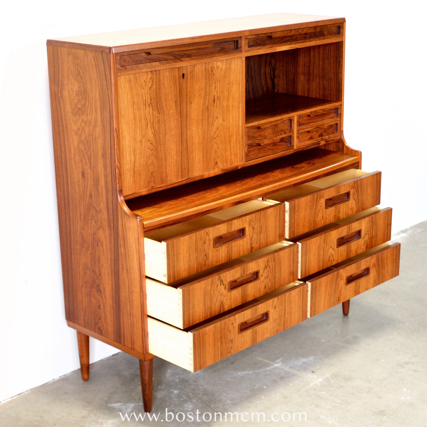 Rosewood Secretary Desk & Bar Cabinet, Likely by Brdr. Larsen Møbelfabrik - #A2224