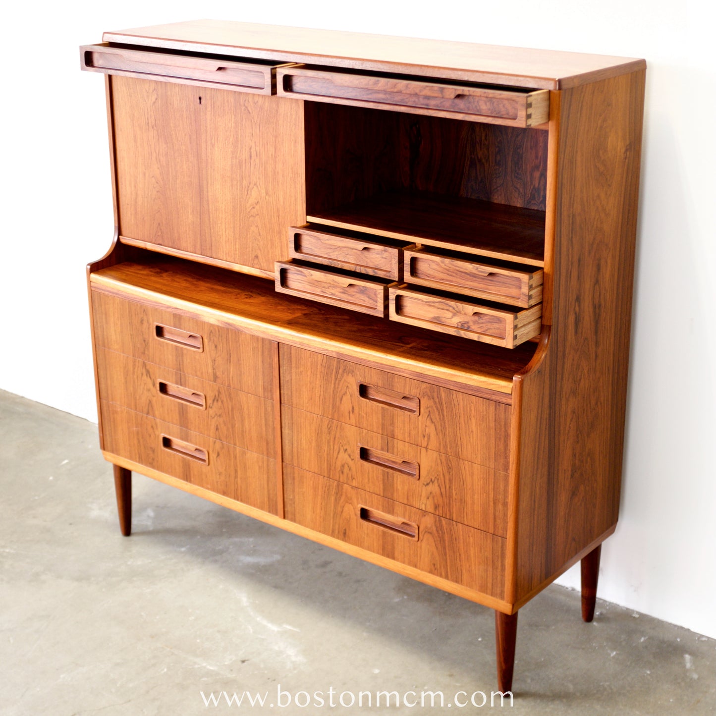 Rosewood Secretary Desk & Bar Cabinet, Likely by Brdr. Larsen Møbelfabrik - #A2224