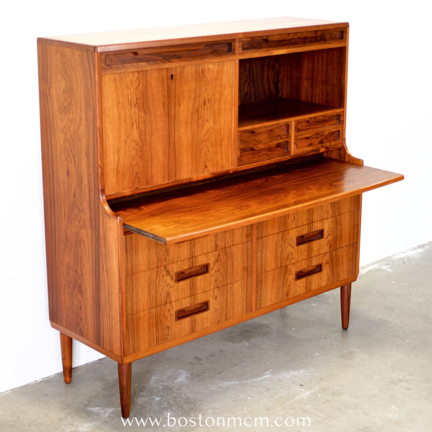 Rosewood Secretary Desk & Bar Cabinet, Likely by Brdr. Larsen Møbelfabrik - #A2224