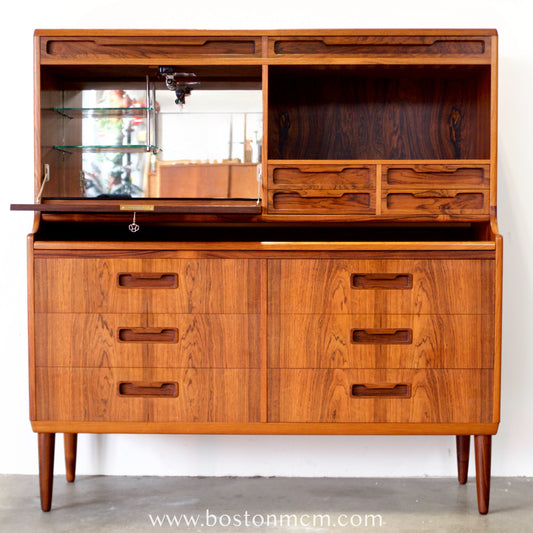 Rosewood Secretary Desk & Bar Cabinet, Likely by Brdr. Larsen Møbelfabrik - #A2224