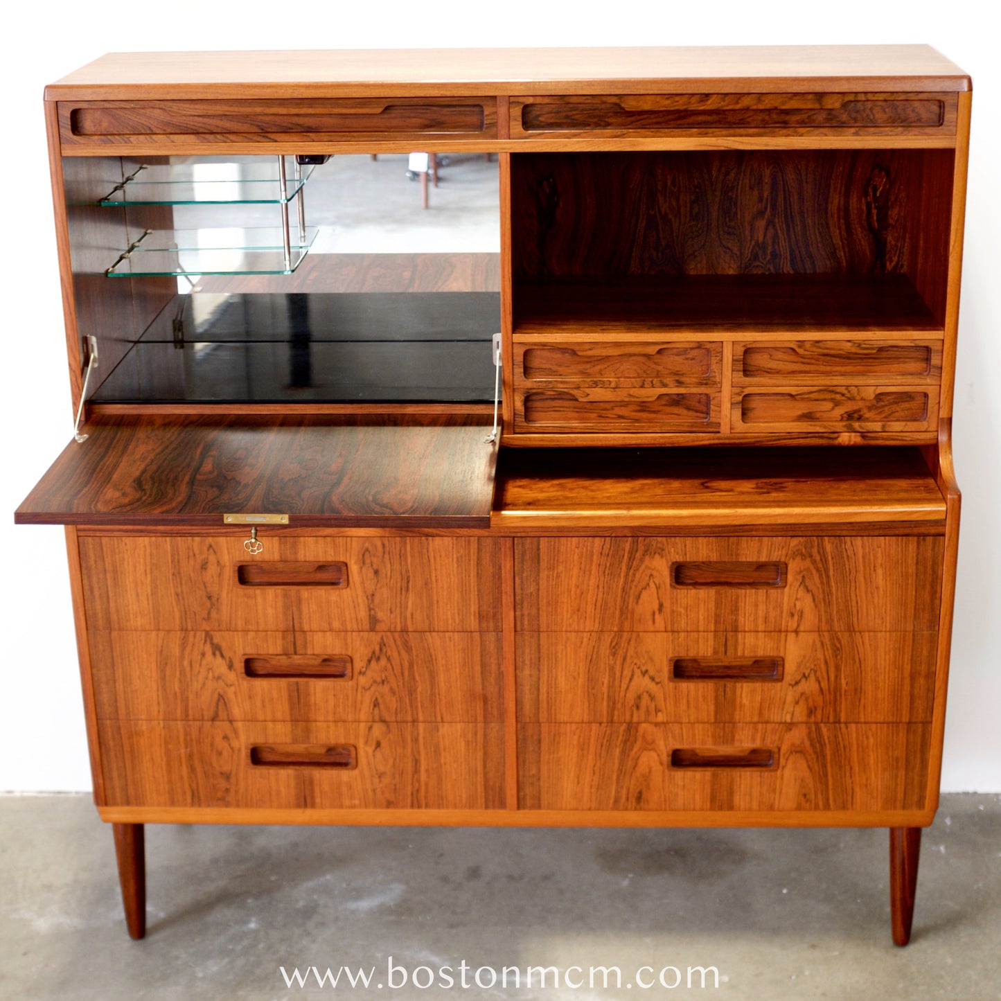 Rosewood Secretary Desk & Bar Cabinet, Likely by Brdr. Larsen Møbelfabrik - #A2224