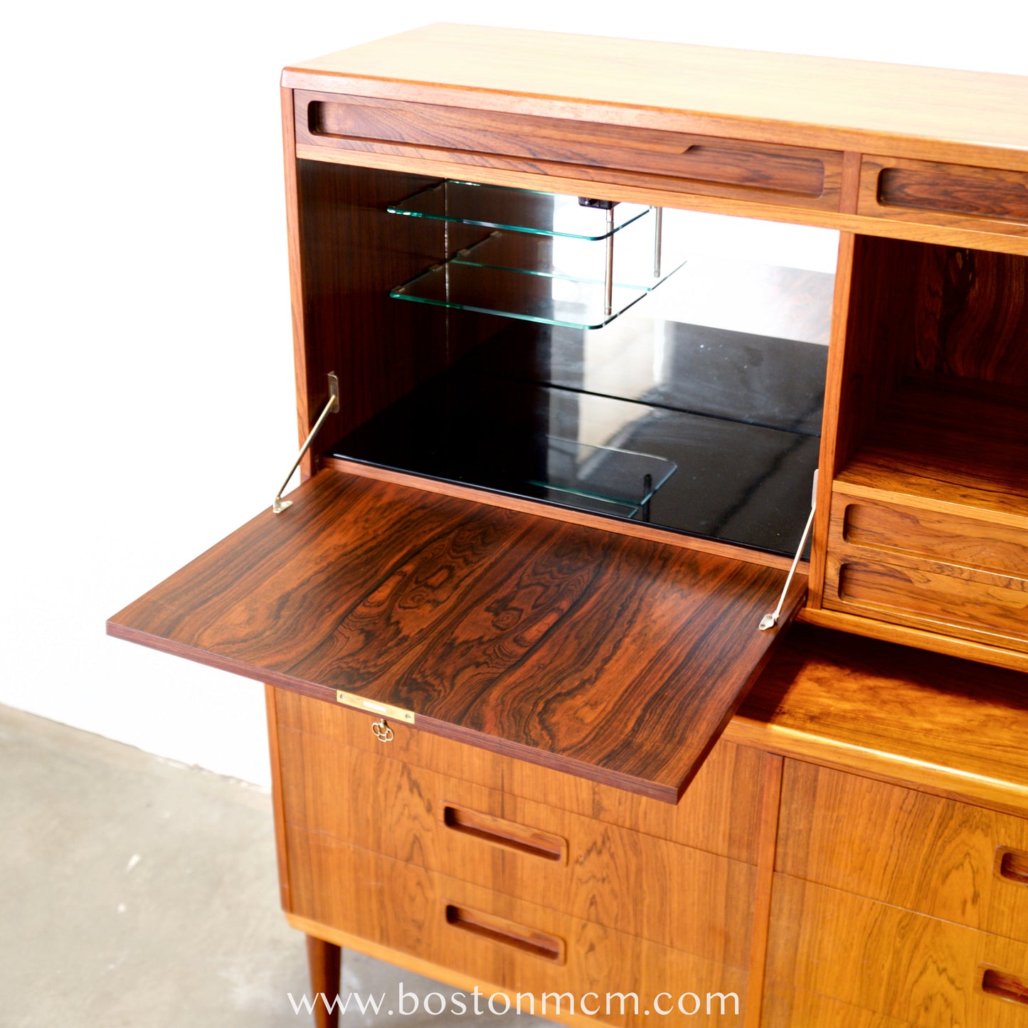 Rosewood Secretary Desk & Bar Cabinet, Likely by Brdr. Larsen Møbelfabrik - #A2224
