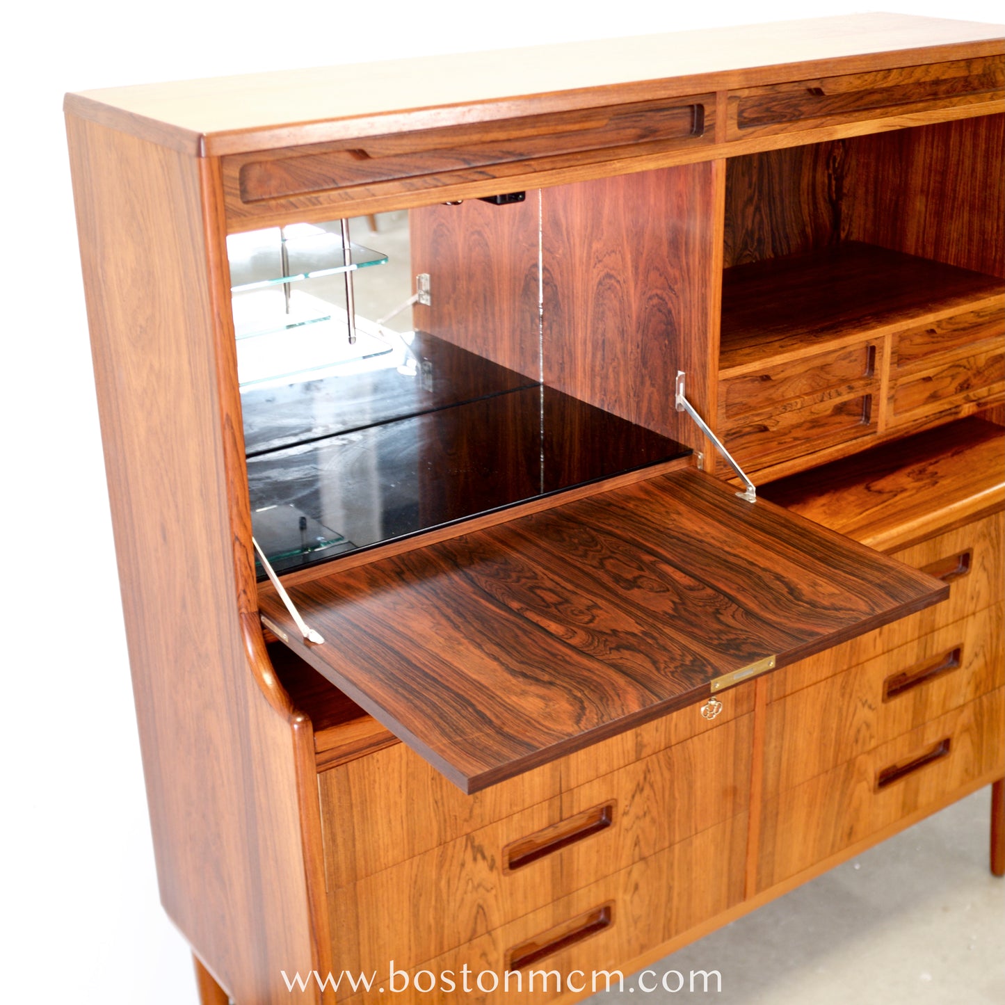 Rosewood Secretary Desk & Bar Cabinet, Likely by Brdr. Larsen Møbelfabrik - #A2224