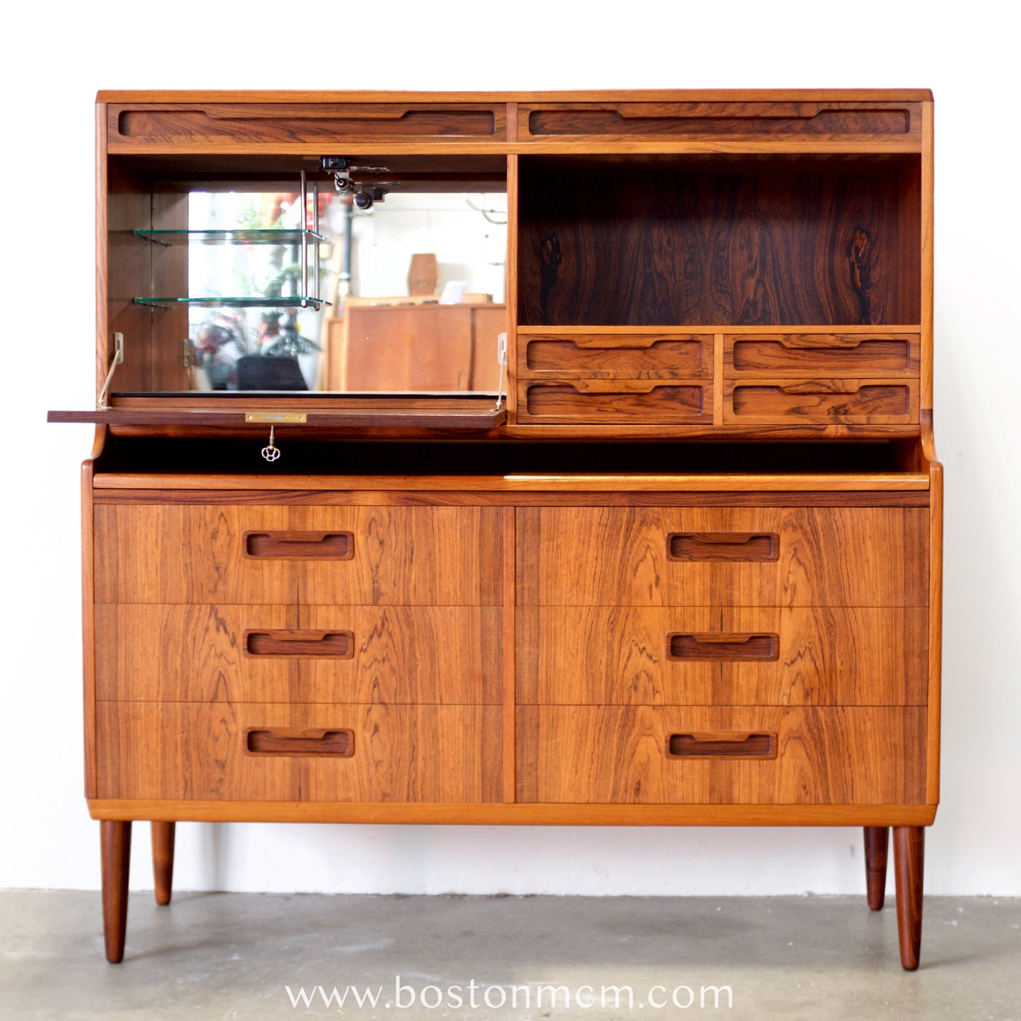 Rosewood Secretary Desk & Bar Cabinet, Likely by Brdr. Larsen Møbelfabrik - #A2224