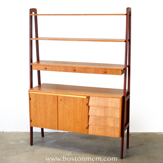 Scandinavian Teak Room Divider / Bookcase with Secretary Desk - #A2232