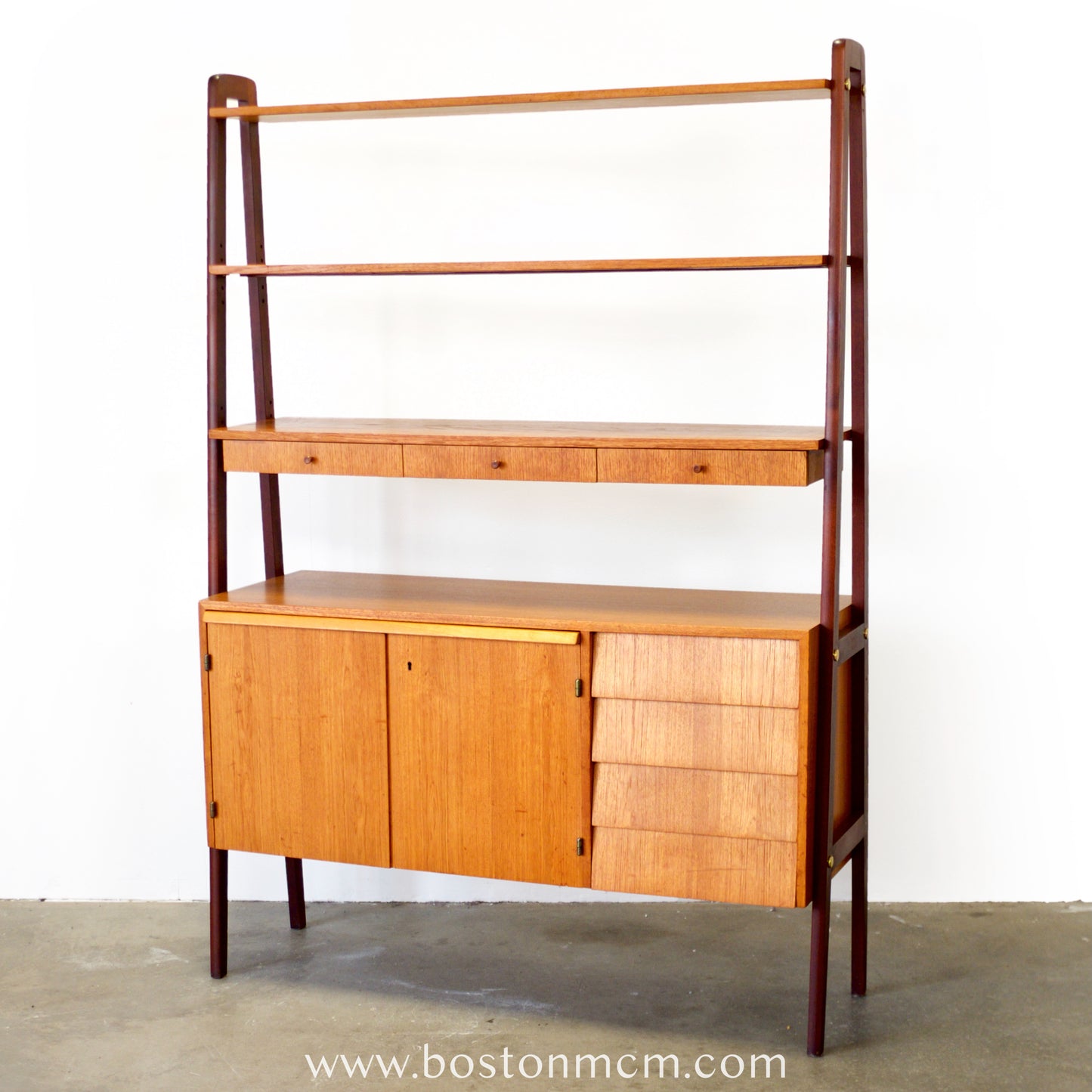 Scandinavian Teak Room Divider / Bookcase with Secretary Desk - #A2232