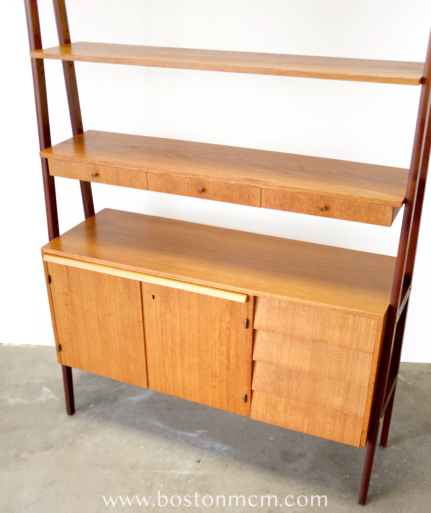 Scandinavian Teak Room Divider / Bookcase with Secretary Desk - #A2232