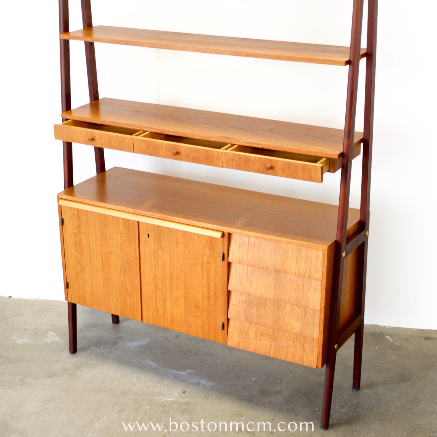Scandinavian Teak Room Divider / Bookcase with Secretary Desk - #A2232