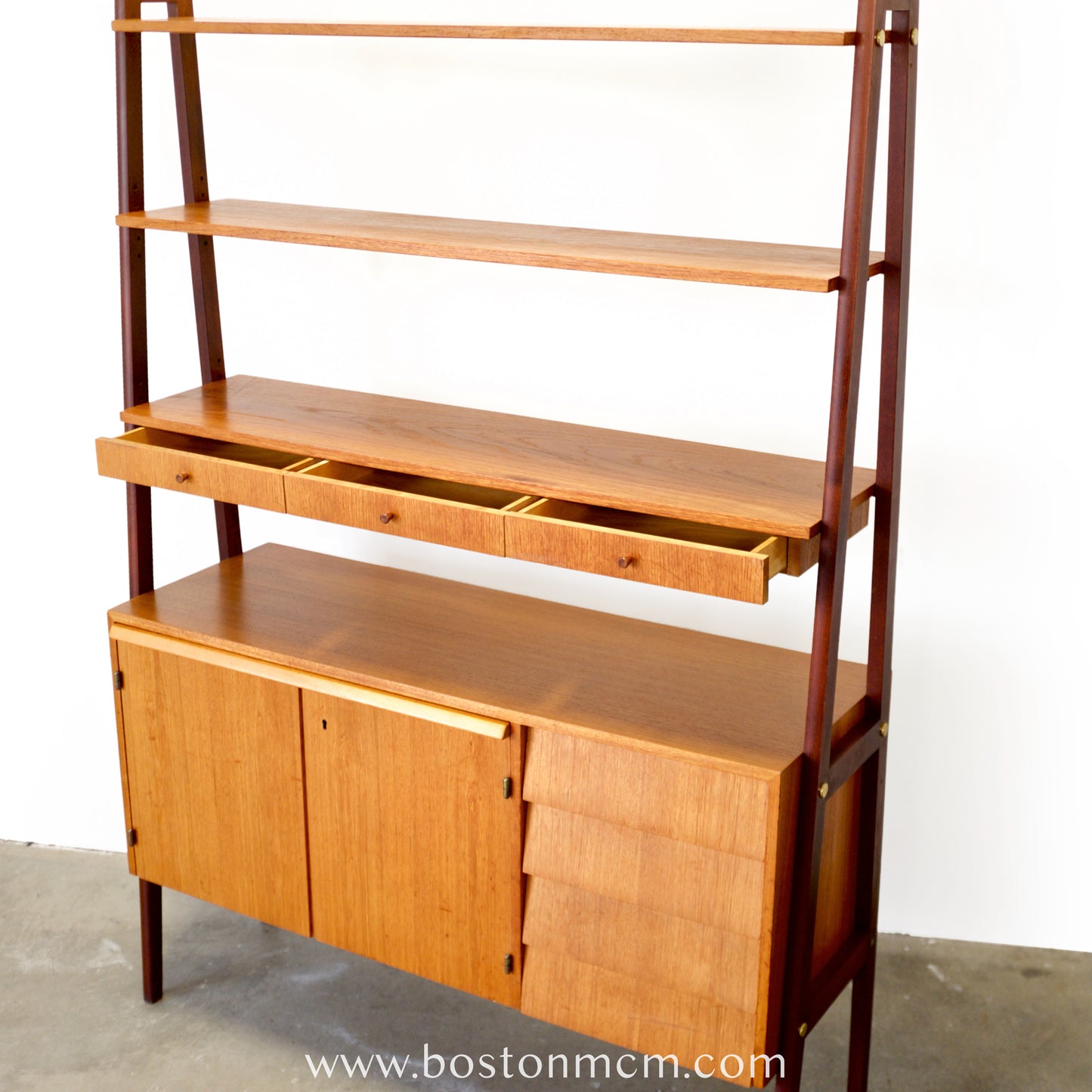 Scandinavian Teak Room Divider / Bookcase with Secretary Desk - #A2232
