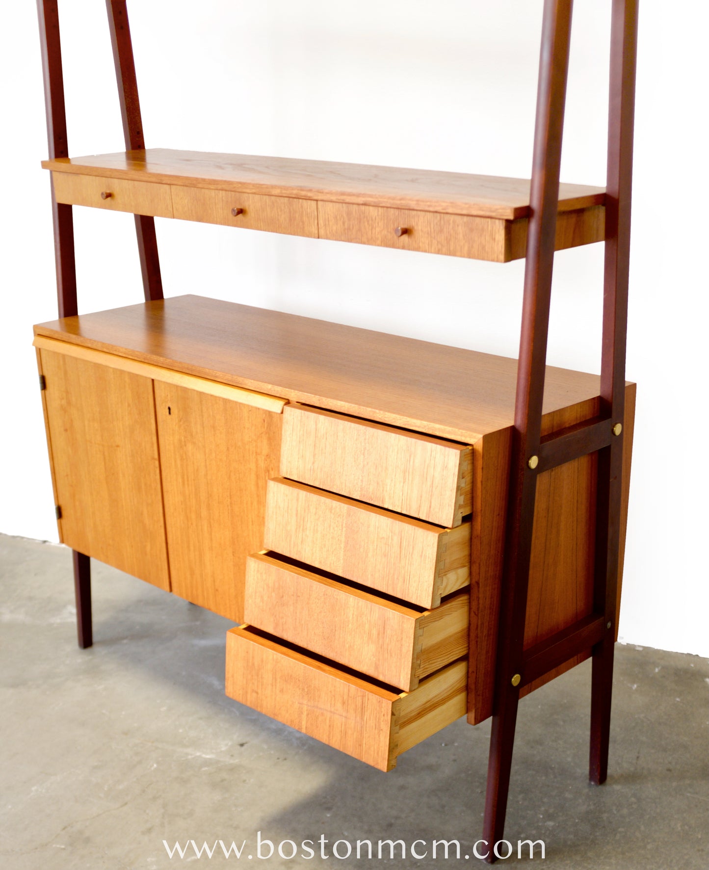 Scandinavian Teak Room Divider / Bookcase with Secretary Desk - #A2232