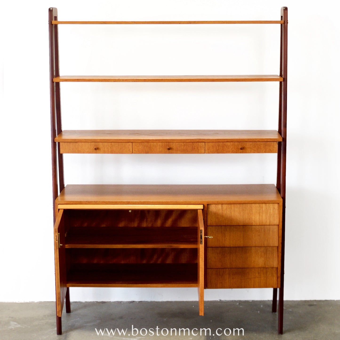 Scandinavian Teak Room Divider / Bookcase with Secretary Desk - #A2232