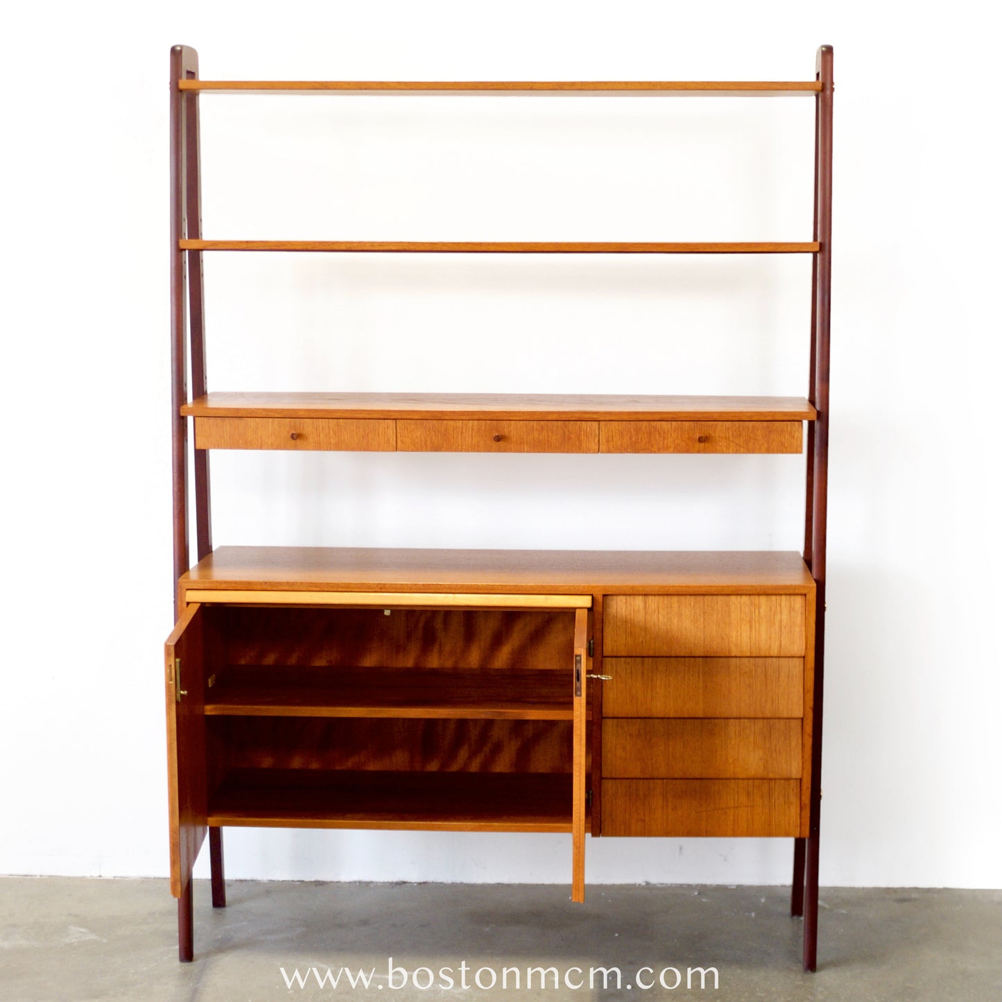 Scandinavian Teak Room Divider / Bookcase with Secretary Desk - #A2232