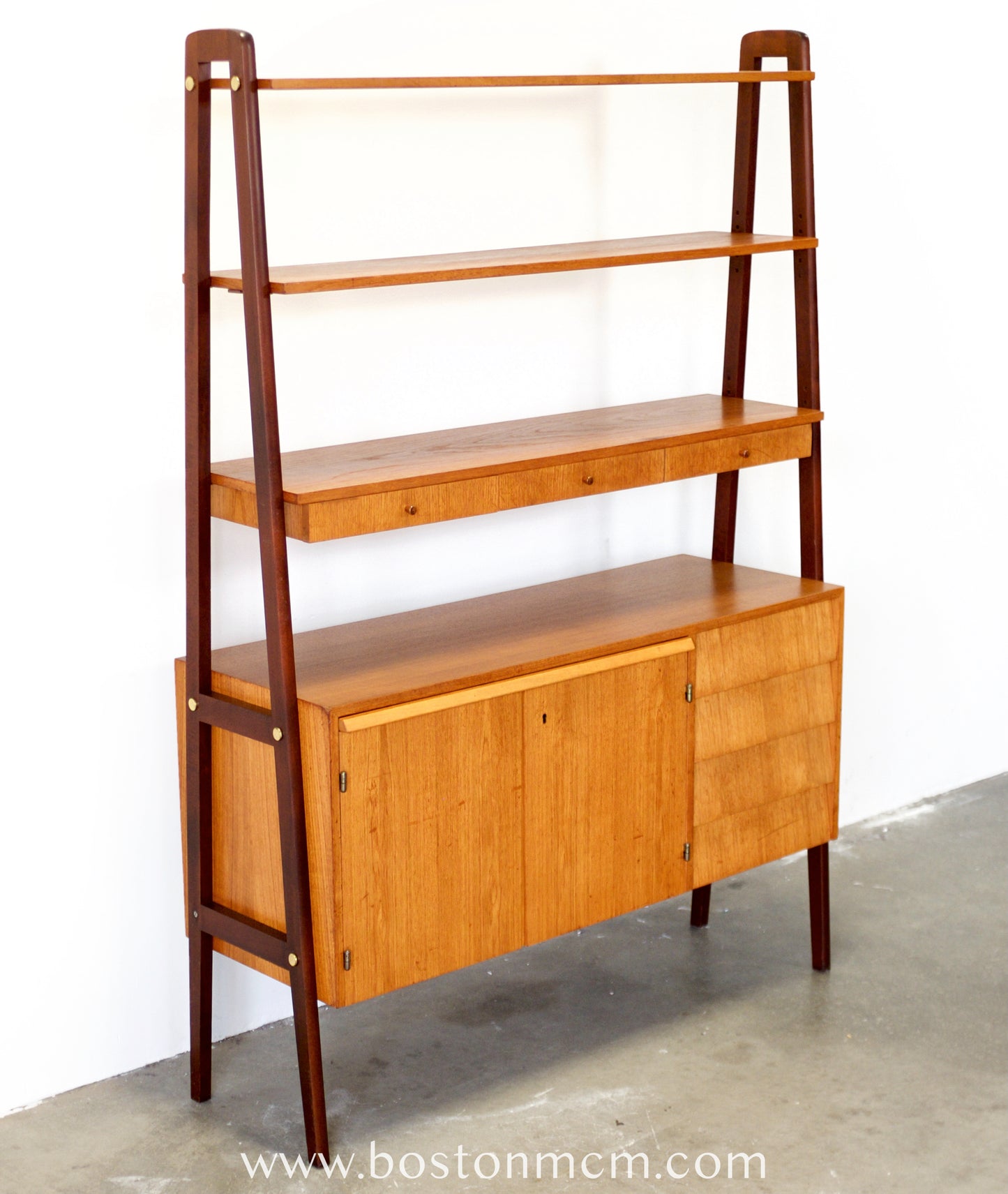 Scandinavian Teak Room Divider / Bookcase with Secretary Desk - #A2232