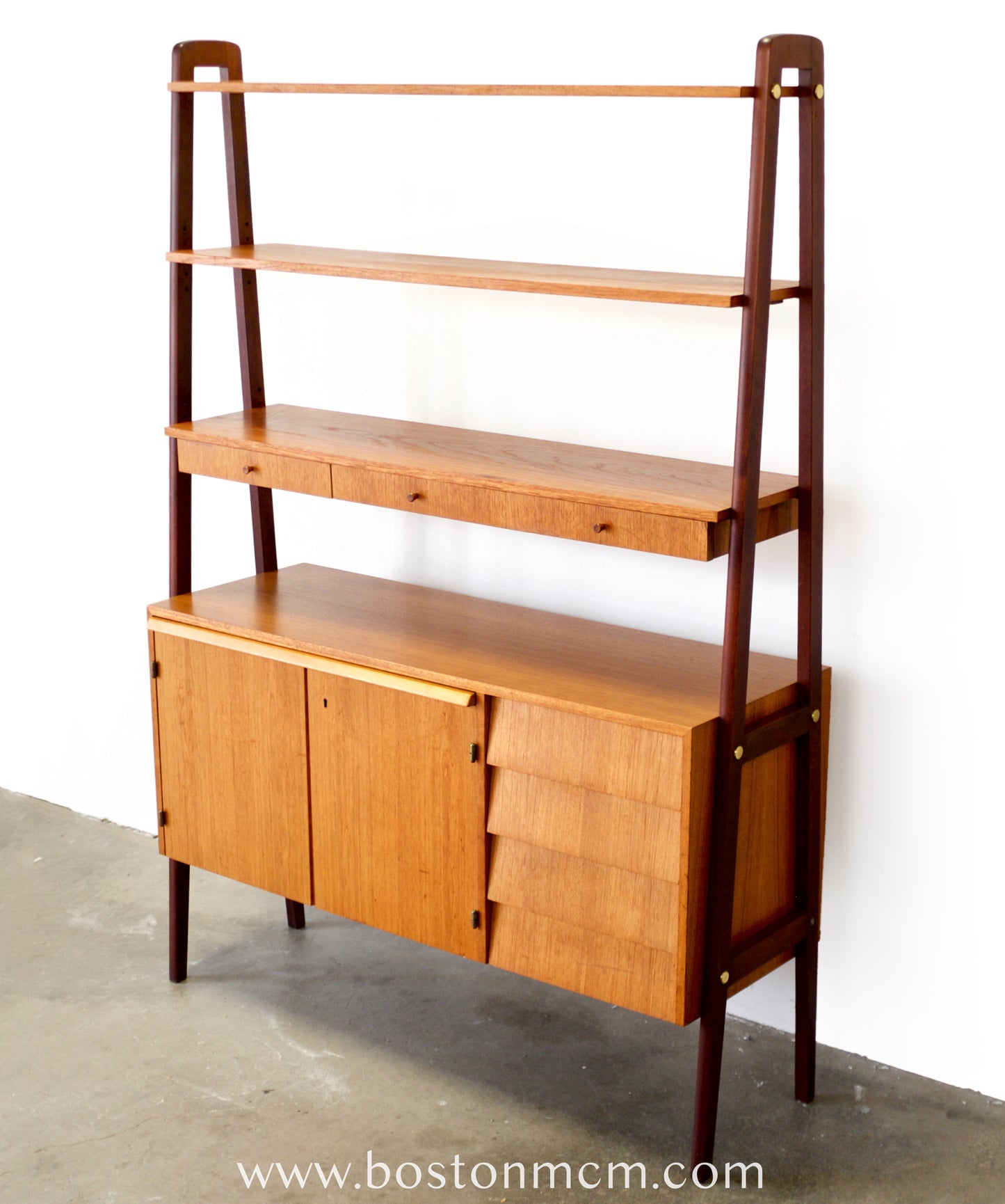 Scandinavian Teak Room Divider / Bookcase with Secretary Desk - #A2232