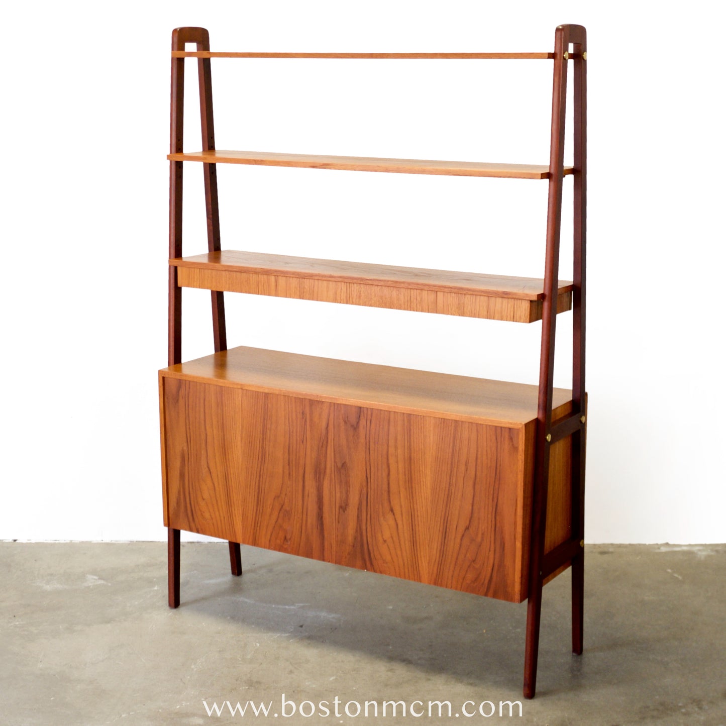 Scandinavian Teak Room Divider / Bookcase with Secretary Desk - #A2232