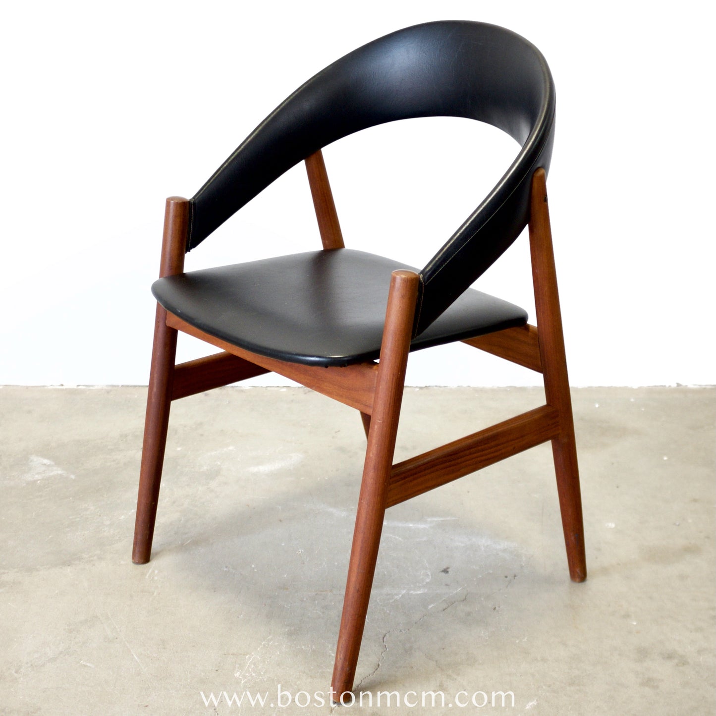 Danish Teak & Faux Leather Armchair - #A2147