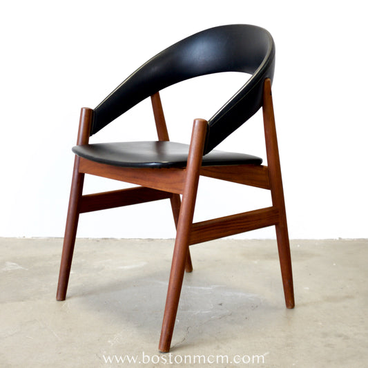 Danish Teak & Faux Leather Armchair - #A2147