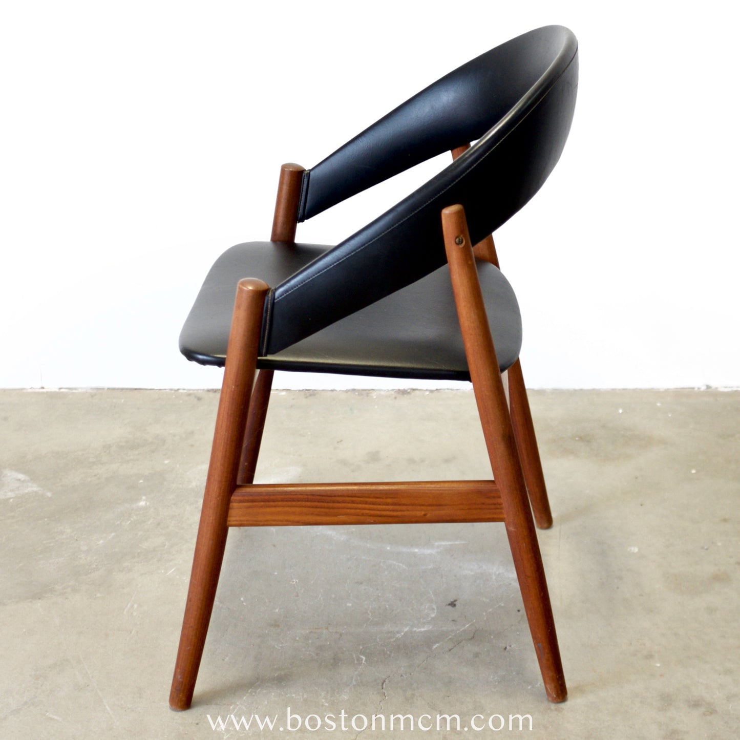Danish Teak & Faux Leather Armchair - #A2147