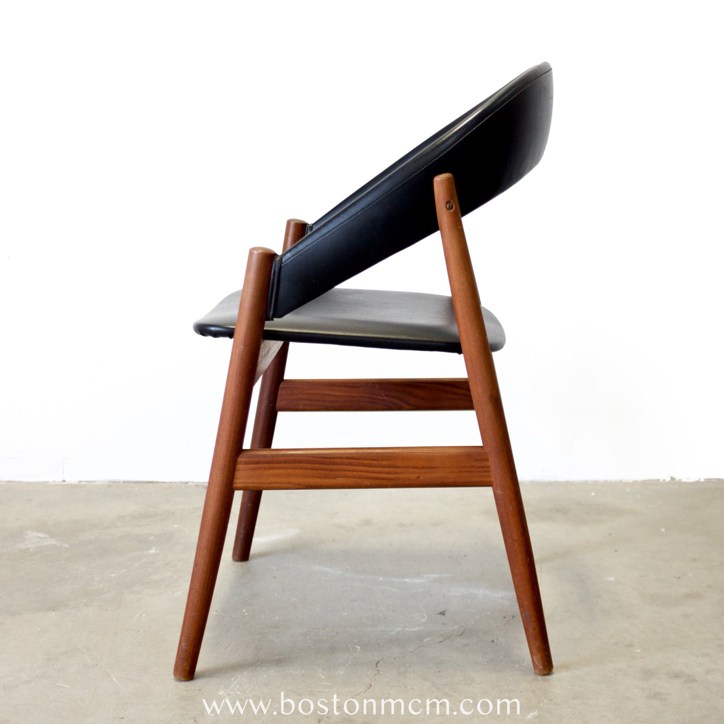 Danish Teak & Faux Leather Armchair - #A2147