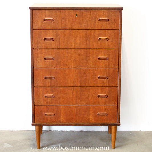 Danish Teak 6 Drawer Dresser - #A2208