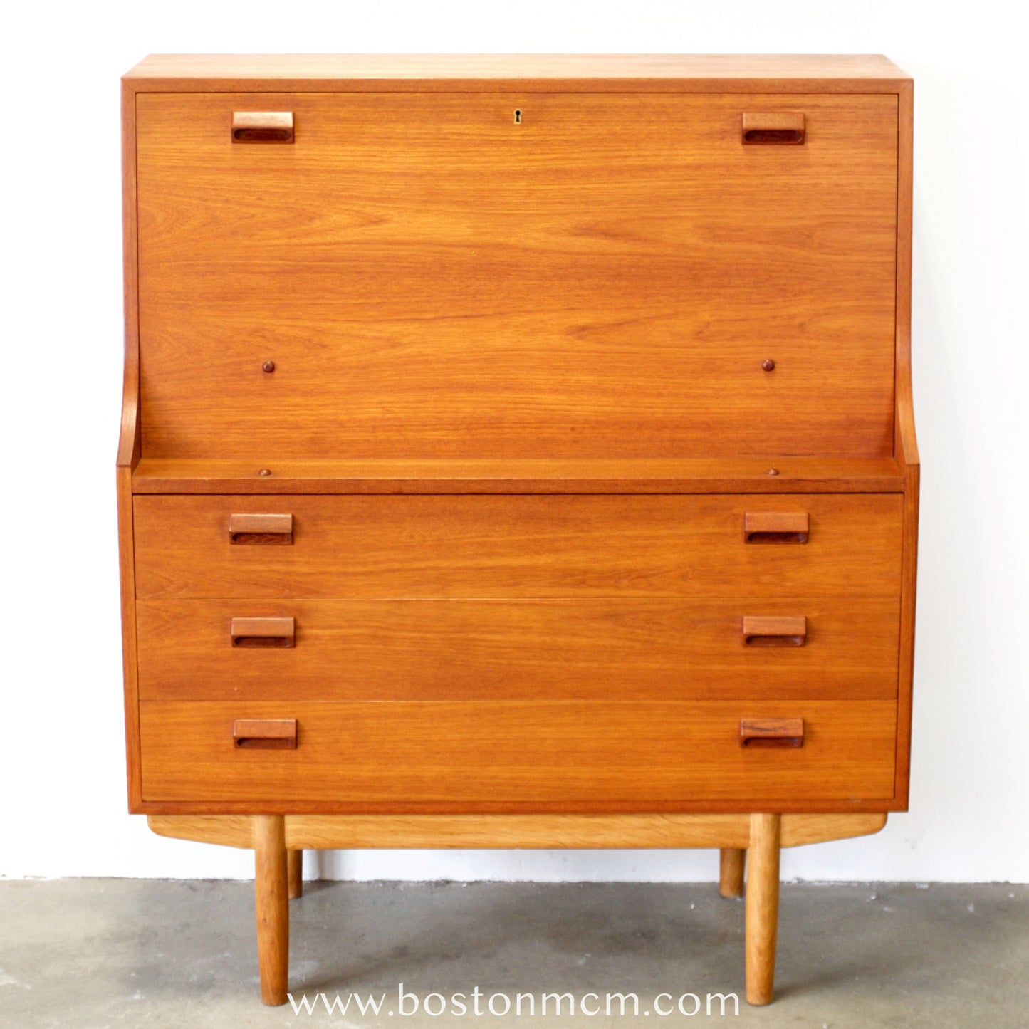 Søborg Møbelfabrik Danish Teak Secretary  Desk Designed by Børge Mogensen - #A2252