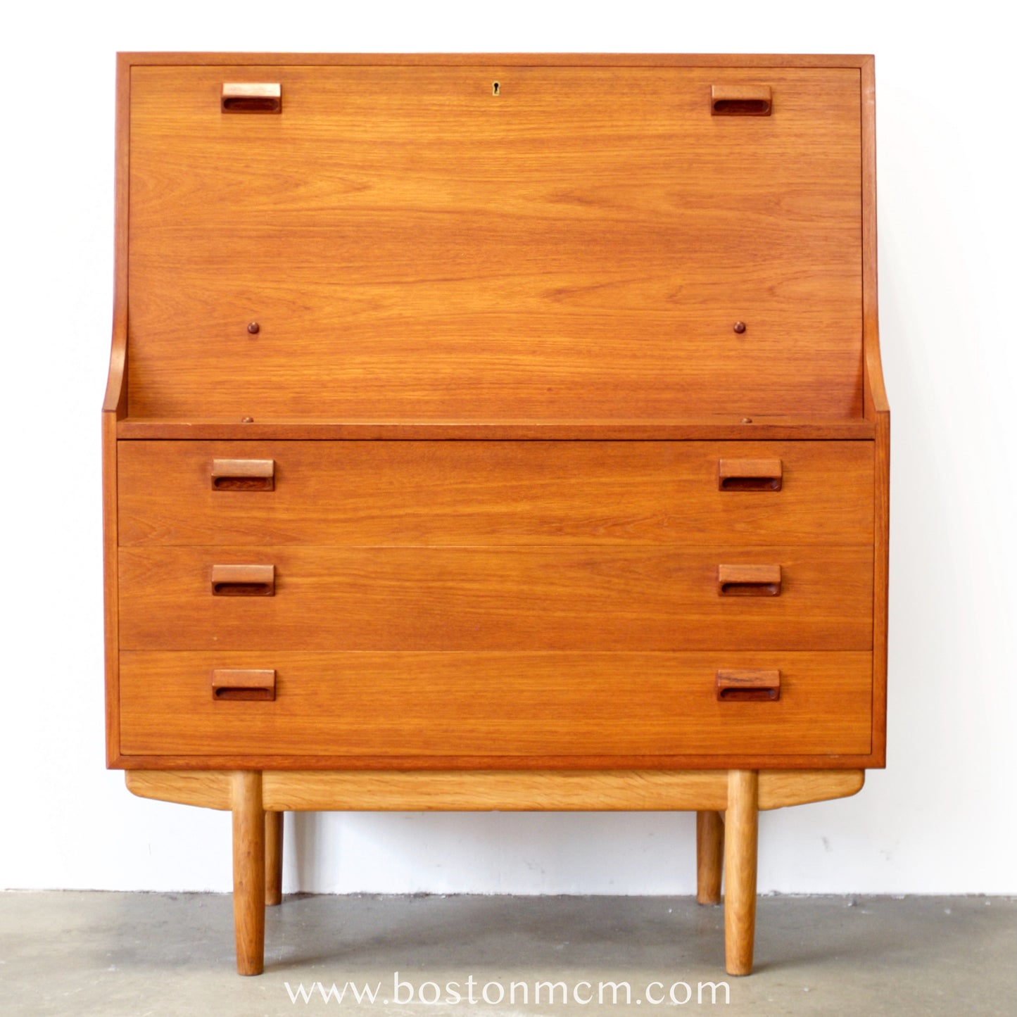 Søborg Møbelfabrik Danish Teak Secretary  Desk Designed by Børge Mogensen - #A2252