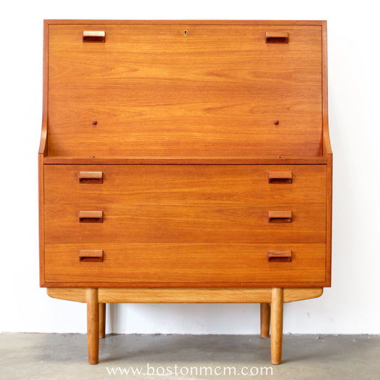 Søborg Møbelfabrik Danish Teak Secretary  Desk Designed by Børge Mogensen - #A2252