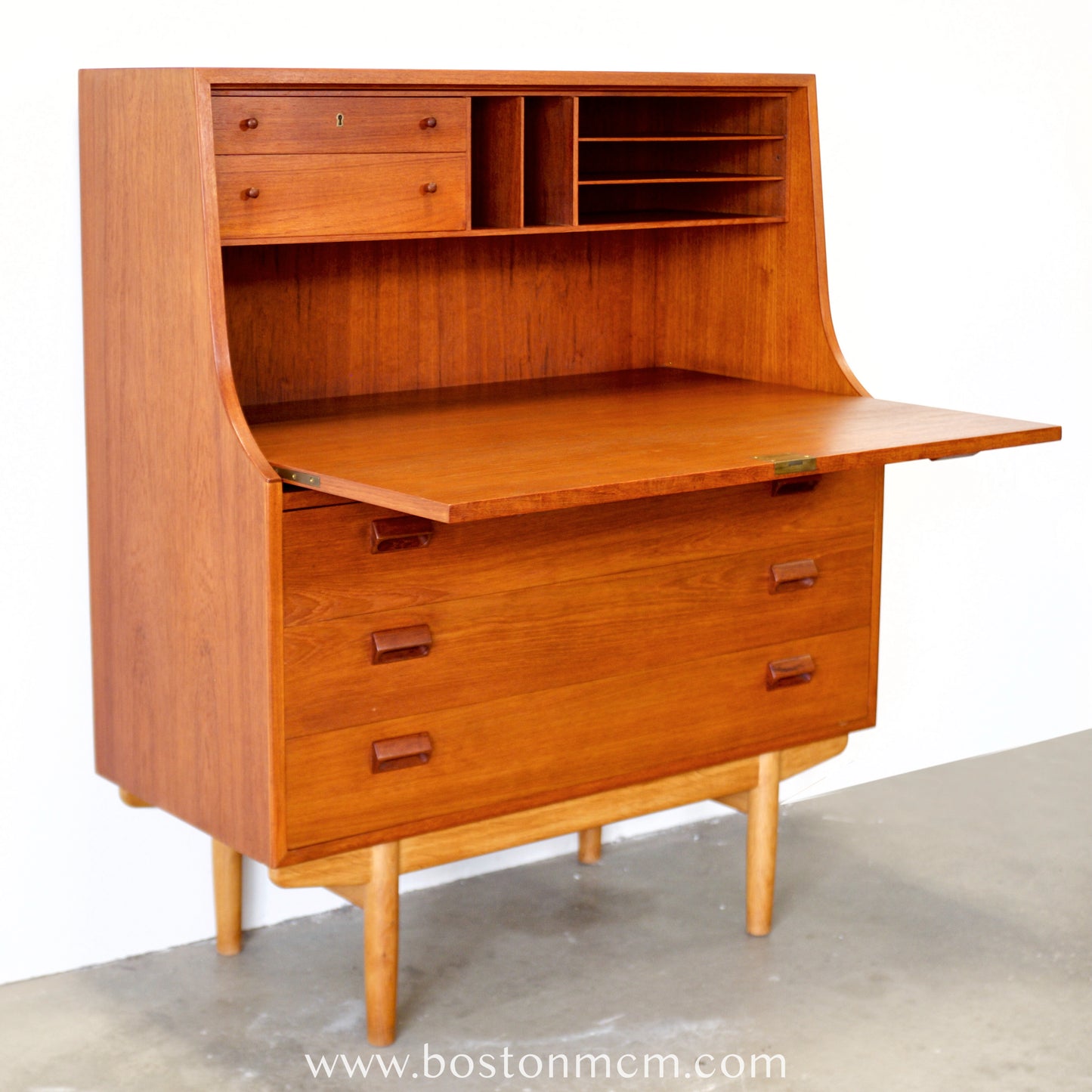 Søborg Møbelfabrik Danish Teak Secretary  Desk Designed by Børge Mogensen - #A2252