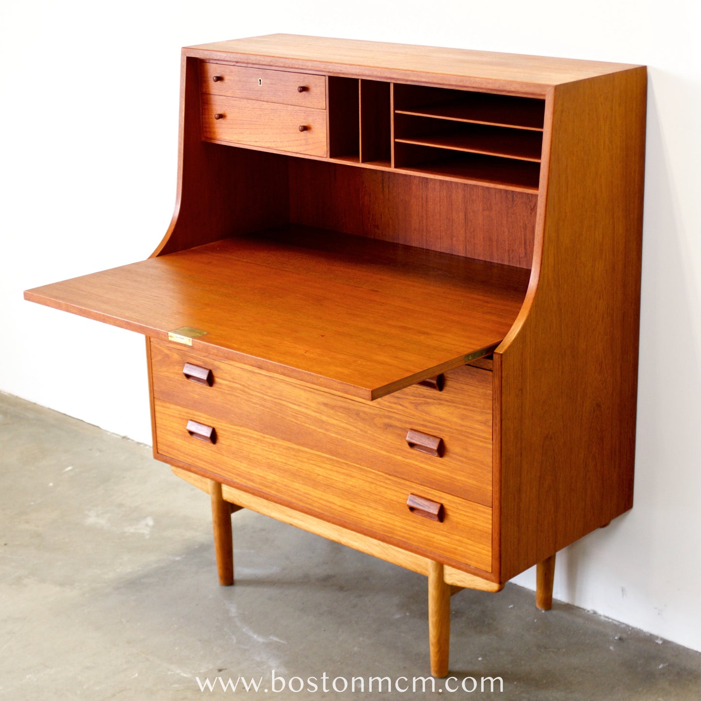 Søborg Møbelfabrik Danish Teak Secretary  Desk Designed by Børge Mogensen - #A2252