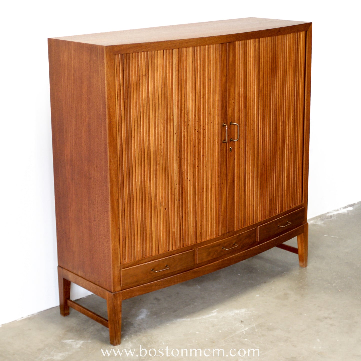 Danish Teak Tambour Door Cabinet / Storage Piece - #A2229