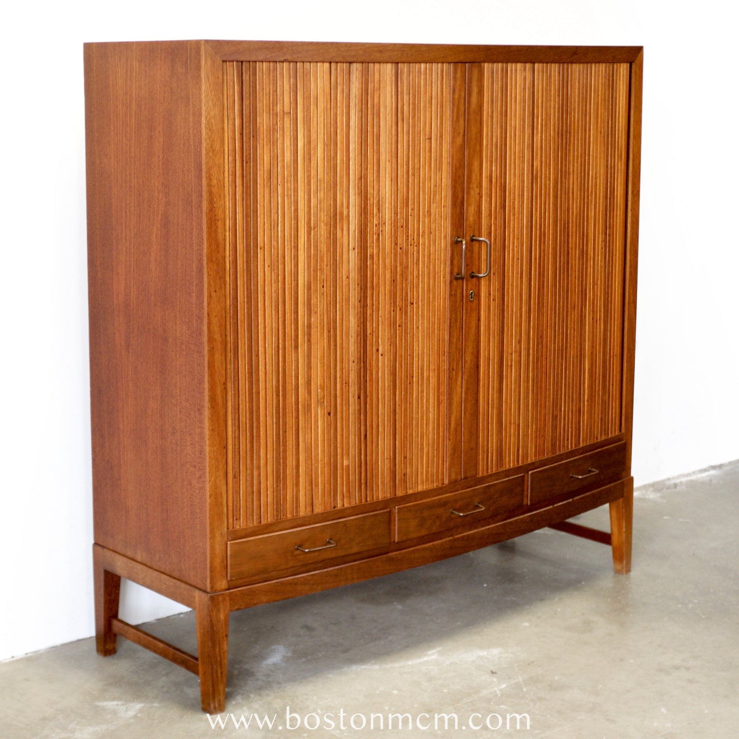 Danish Teak Tambour Door Cabinet / Storage Piece - #A2229