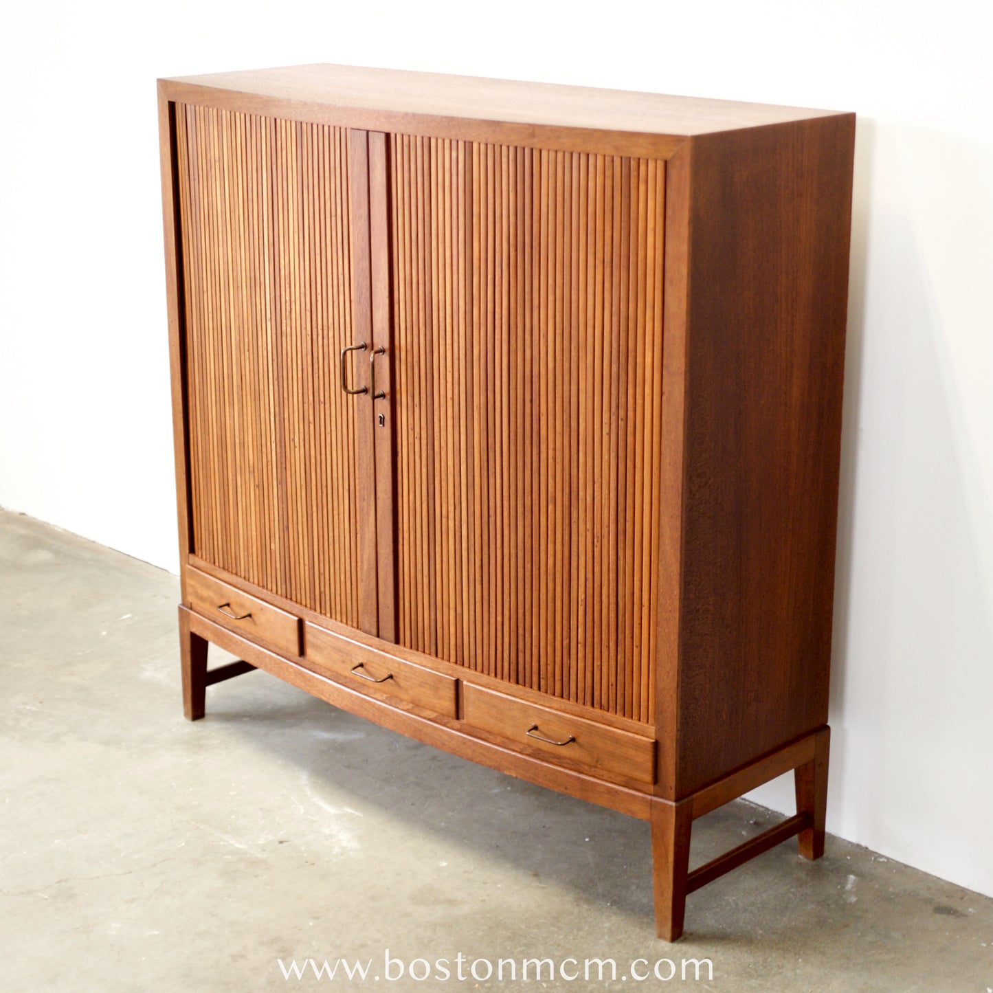 Danish Teak Tambour Door Cabinet / Storage Piece - #A2229